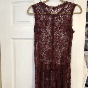 Maroon Slip Lace Dress